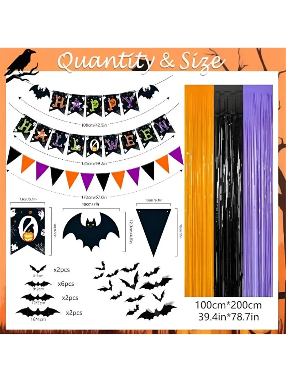 Happy Halloween Banner Indoor Outdoor HALLOWEEN Party Decoration Black Purple
